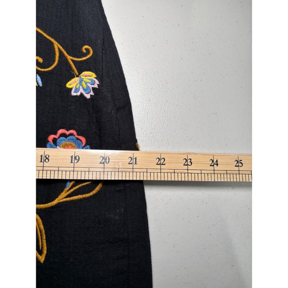 LOFT Black Embroidered 100% Cotton Lined Mini Skirt 12 Floral Side Zip - Picture 8 of 11